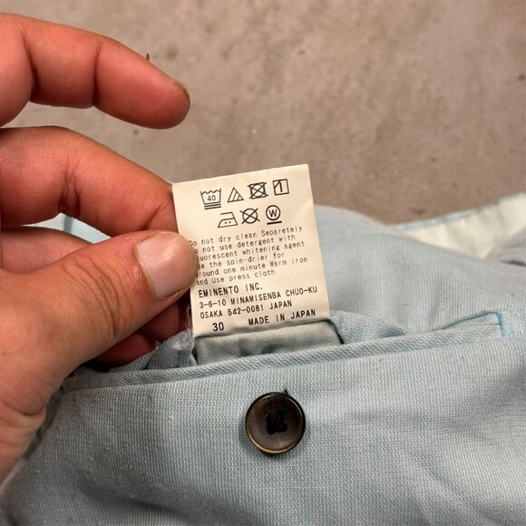 Echizenya Cotton Linen Trousers Made in Japan Light Blue Pants Mens 34x28 - Picture 11 of 11